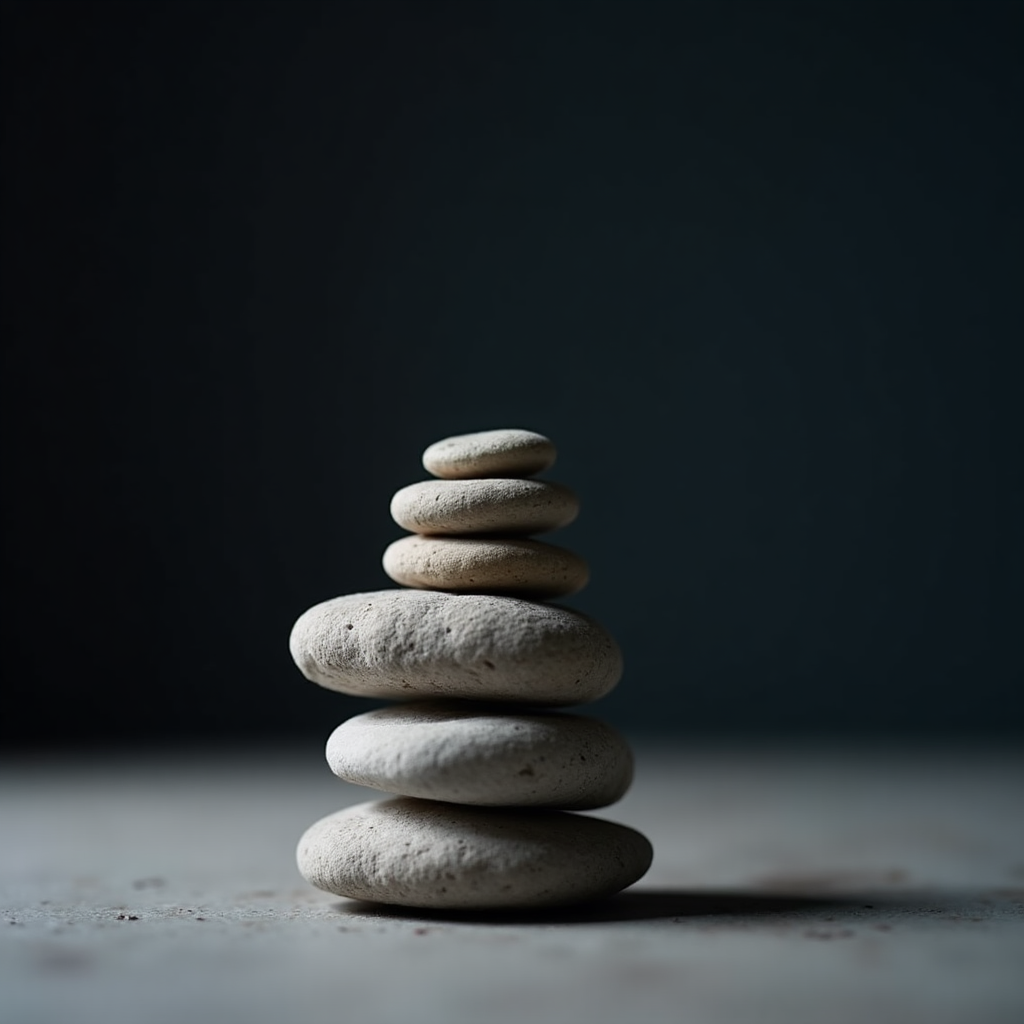 Equilibrio zen de piedras representando balance en inversiones